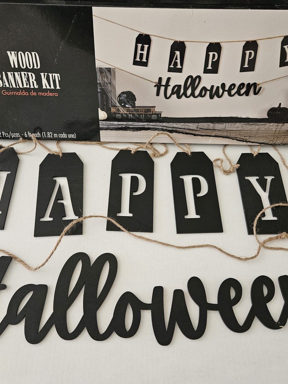 Black 'Happy Halloween' Wood Banner Kit - Party Decoration